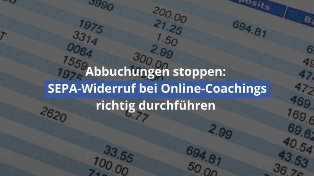 SEPA-Widerruf bei Online-Coachings Anleitung
