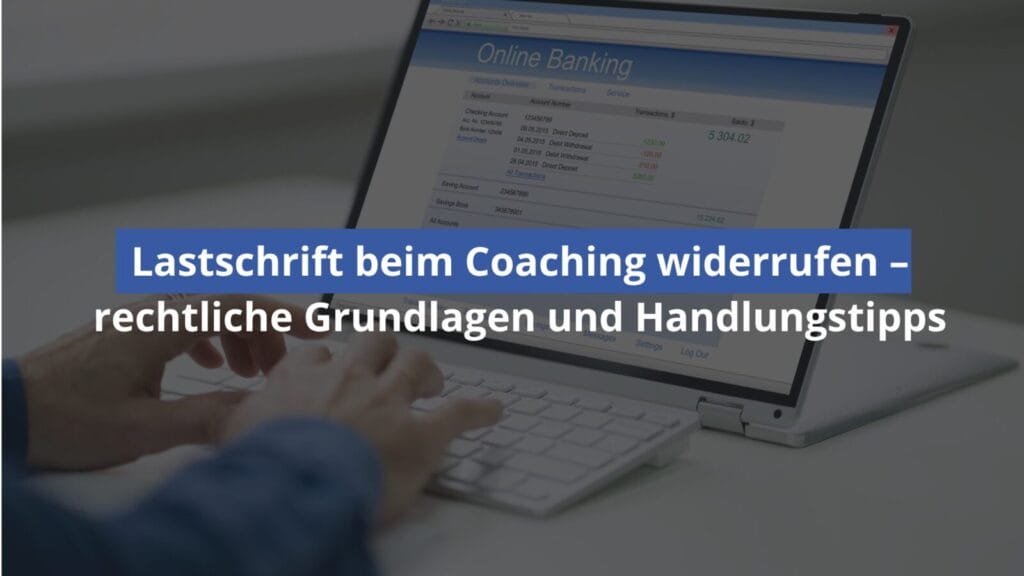 Laptop mit Online-Banking und Hinweis zu Lastschriftwiderruf