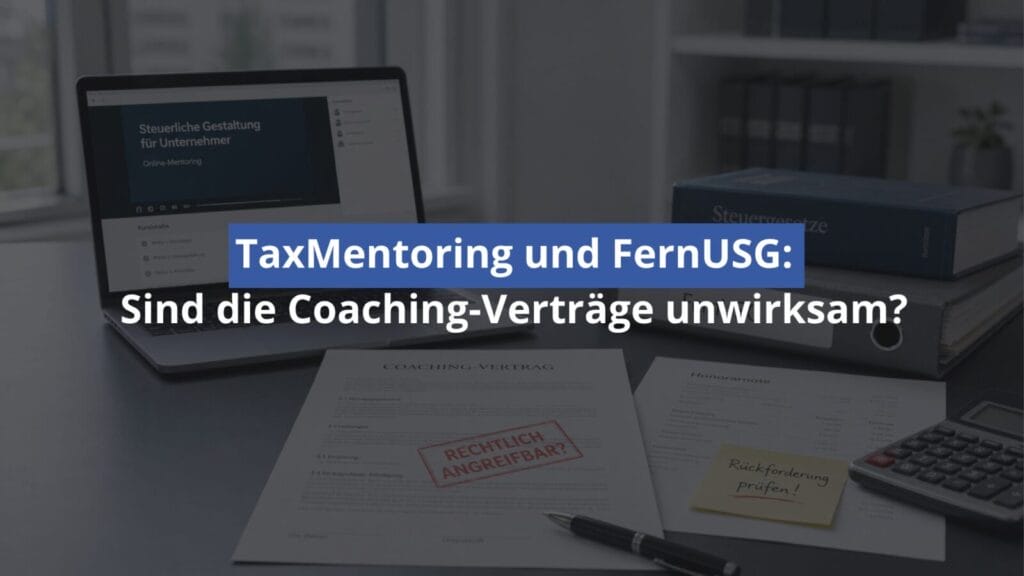 Coaching-Vertrag mit Stempel rechtlich angreifbar am Schreibtisch
