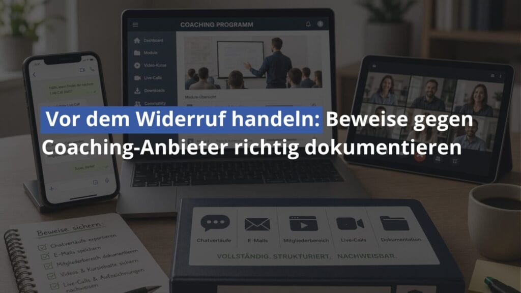 Laptop, Tablet und Smartphone mit Coaching-Programm