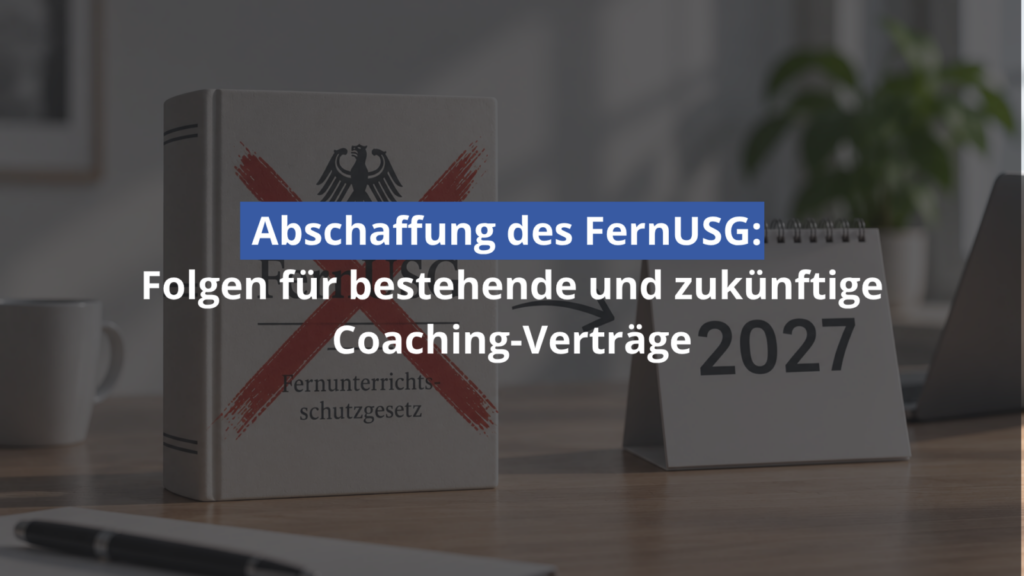 Gestrichenes FernUSG-Buch neben Kalender 2027 und Hinweistexte